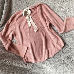 Loft Pink bow sweater XL